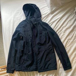 The North Face Fleece-Lined Rain Jacket, waterproof, in Navy, size Small